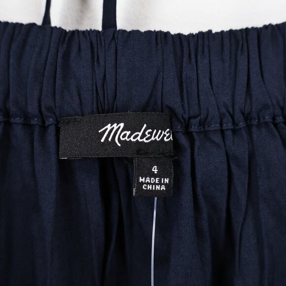 NWT Madewell Square-Neck Puff-Sleeve Babydoll Mini Dress In Navy Blue Size 4 - Picture 7 of 8